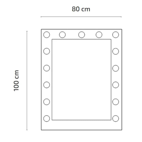 Schminktisch-Set Emily-Remi: LED-Make-up-Spiegel mit Metallrahmen, 15 LEDs (+2), USB-Port, Weißabgleich 6000K