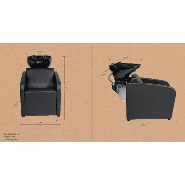 3x Friseurstuhl Chic Q Schwarz - 1x Friseur Waschbecken Mullet Schwarz - Tiptop - Einrichtung