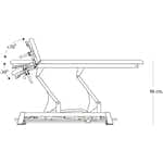 Therapieliege Titan-308 elektrisch mit 1 Motor, Behandlungsliege in Grau, höhenverstellbar, mit Kopfstütze und Armlehnen, für Physiotherapie.