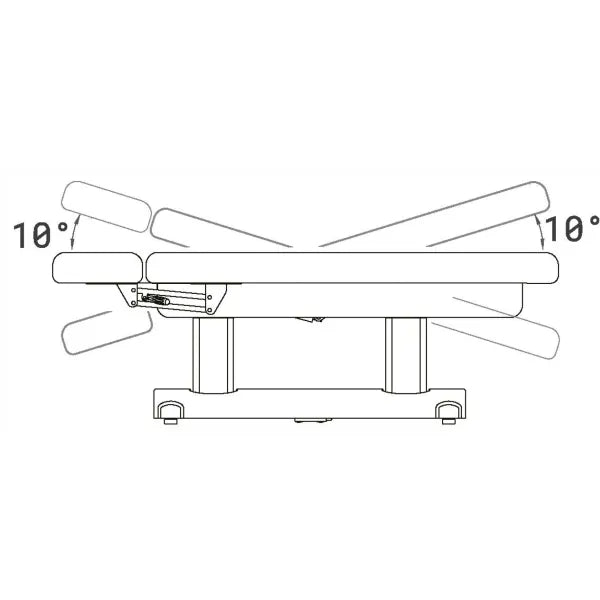 Elektrische Massageliege mit Heizfunktion, vier Motoren, weiße PU-Polsterung, 3-teilige Matratze, Armlehnen verstellbar.