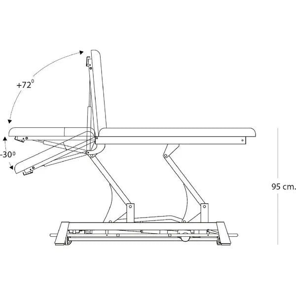 Therapieliege Titan-301 elektrisch mit 1 Motor, Behandlungsliege in Grau, höhenverstellbar, Rückenlehne mit Neigung, ideal für Physiotherapie.