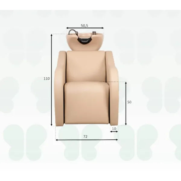 KALANI AIR Friseur-Waschbecken Beige mit Massagefunktion und elektrische Fußstütze