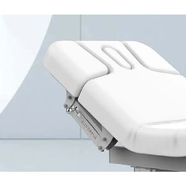 Elektrische Massageliege Moldavi Plus in Weiß mit LED-Untergestell, Doppelständer und verstellbarer Rückenlehne