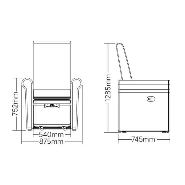 SPA Pediküre Sessel Aventur, PU-Polsterung, Abmessungen 82×86×126 cm, Tragkraft 175 kg, elegantes Design.