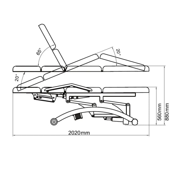 Elektrische Massageliege mit 3 Motoren, Massagebank Cobal, Länge 2020 mm, PU-Polsterung, Höhe 560–880 mm