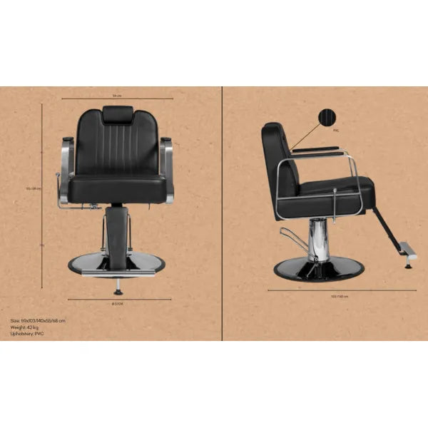 Barber stuhl in Schwarz, Herren Friseurstuhl Layer mit verstellbarer Rückenlehne, Barbershop stuhl - Tiptop - Einrichtung