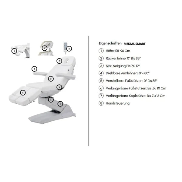 Komfortabler Fußpflegestuhl elektrisch mit 3 Motoren, Pediküre stuhl medial-Smart für Ihr Spa oder Beautysalon.