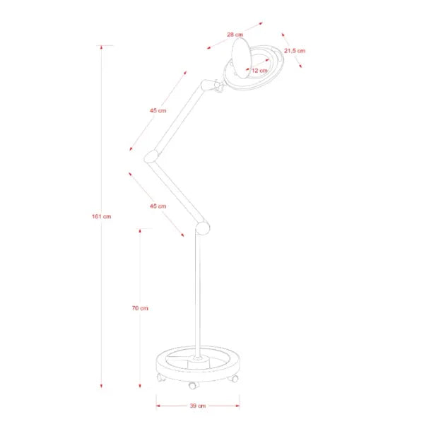 LED-Lupenlampe Mega plus in schwarz, 60 SMD-LEDs, 8W, 6500K, 760 lm, 5 Dioptrien, verstellbarer Arm, 150 cm Kabel