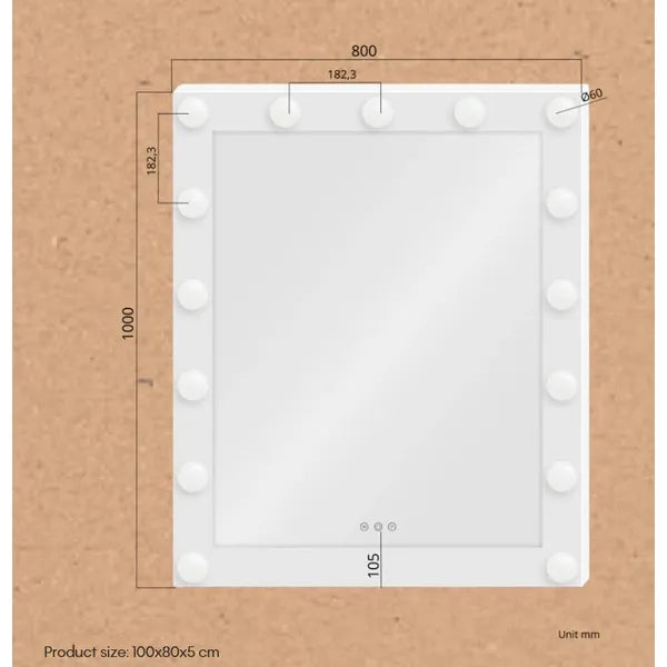Kosmetikspiegel Pearl mit LED-Beleuchtung eleganter Schminkspiegel – beleuchteter Schminkspiegel mit Rundum-LEDs