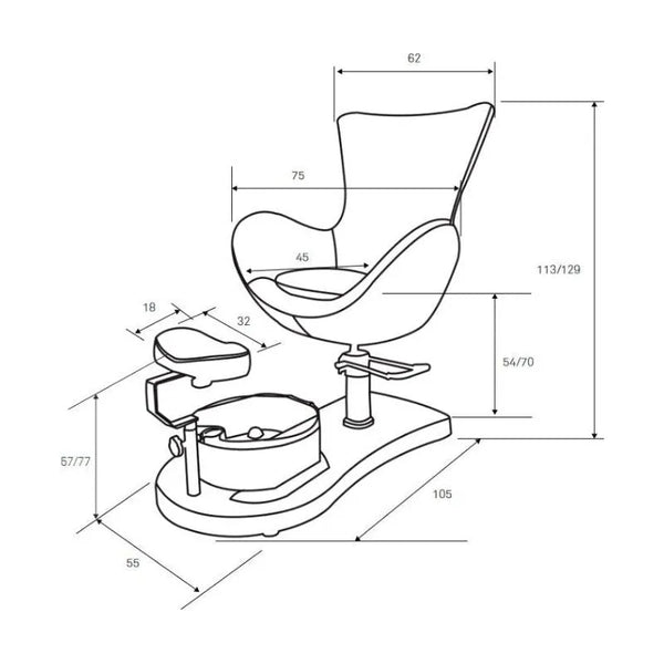 Hydraulischer Fußpflege-Stuhl mit verstellbarer Beinstütze und integrierter Fußwanne - Tiptop - Einrichtung