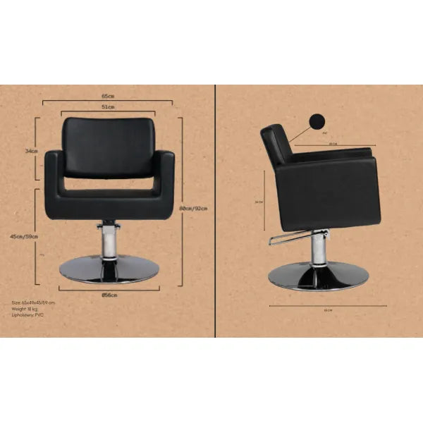 Friseurstuhl in eleganter Schwarz-Farbe, Luxuriöser Friseur stuhl Chic R mit Runder Standfuß - Tiptop - Einrichtung