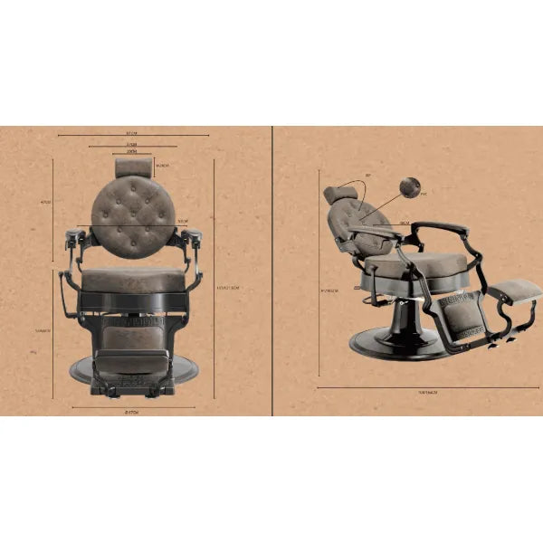 Barber stuhl in Altbraun und Schwarz, Herren Friseurstuhl Buzz, Barbershop stuhl - Tiptop - Einrichtung