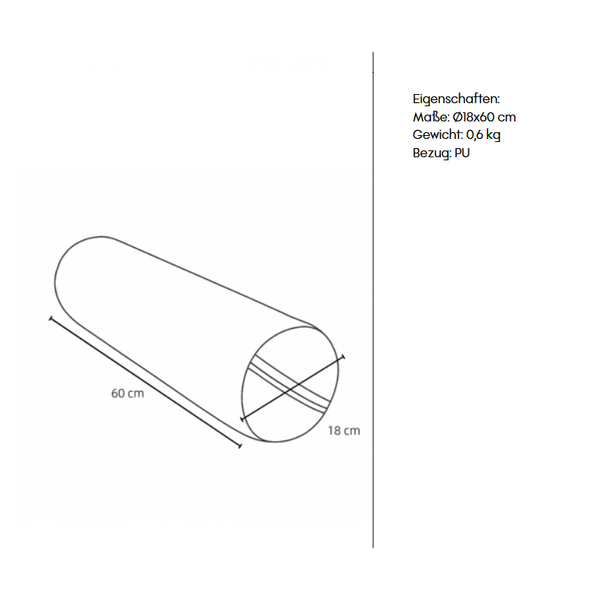Lagerungskissen zylindrisch Ø18x60 cm aus PU PIPE – Positionierungskissen für Therapie, Massage, Kosmetik