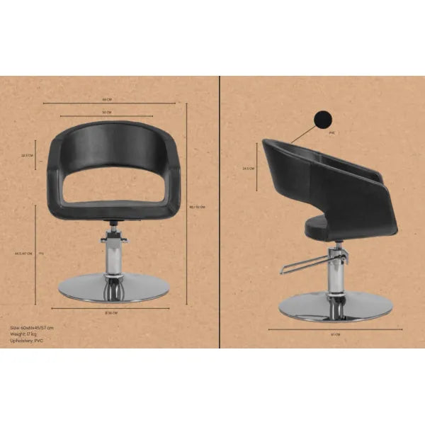 Friseurstuhl in eleganter Schwarz-Farbe, Luxuriöser Friseur stuhl Boho mit Runder Fuß - Tiptop - Einrichtung