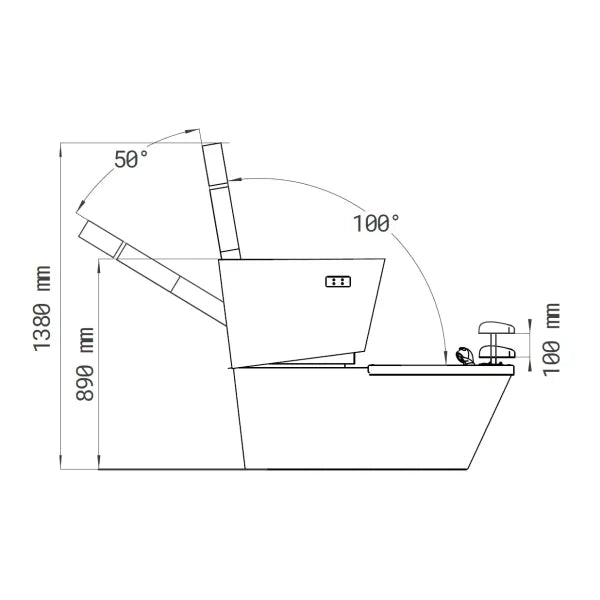 Skizze SPA-Pediküre-Sessel mit Waschbecken, Agate-Fußpflegewanne, LED-Beleuchtung, Rückenlehne-Motoren, Maße 122×72×142 cm