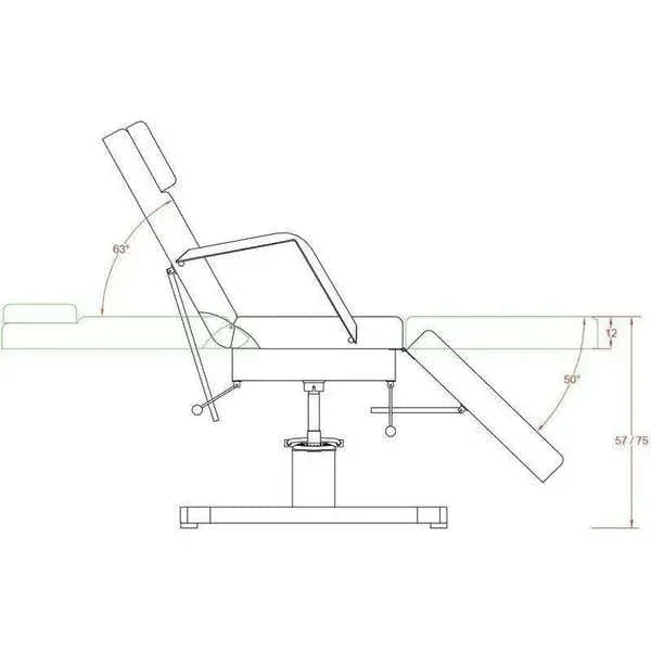 Drehbare hydraulische Kosmetikliege mit verstellbarer Rückenlehne und Fußteil, Kosmetikstuhl Ment - Behandlungsliege