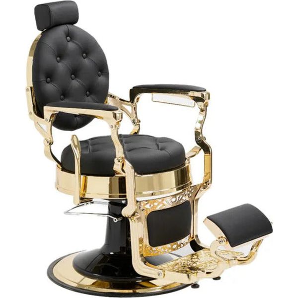 Eleganter Barber stuhl in Gold-Schwarz, Herren Friseurstuhl Mack, Barbershop stuhl - Tiptop - Einrichtung