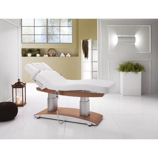 Elektrische Massageliege, Behandlungsliege, Massagebank mit 4 Motoren Ocean-wood in Weiß für Spa und wellness - Tiptop - Einrichtung