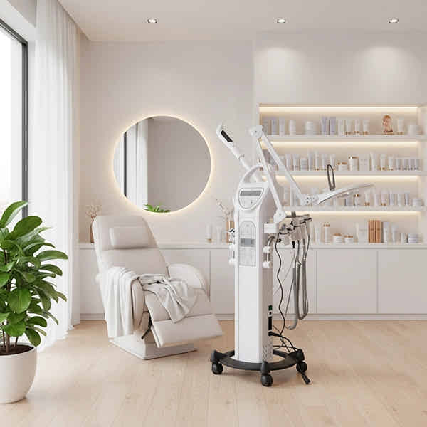 9-in-1 Kosmetik Multifunktionsgerät H5050 – Profi Beauty Tower mit Ultraschall, Hochfrequenz & Vapozon in modernem Studio.