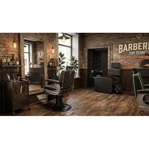 GON Friseurstuhl mit MIDI Friseurwaschbecken – Komplettausstattung für Barbershops