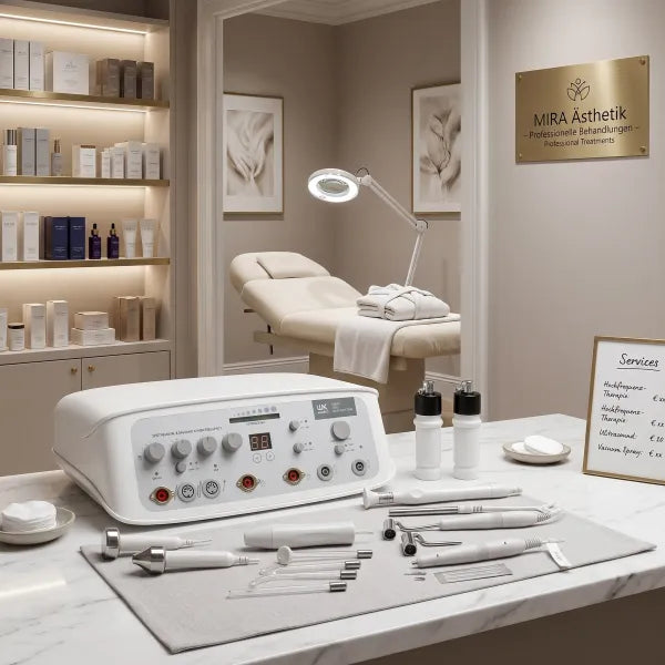 Kosmetik Multifunktionsgerät 6in1 – Ultraschall, Vakuum, Hochfrequenz | Utech F815.N im Behandlungszimmer