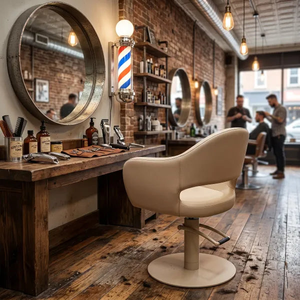 Friseurstuhl LIRA mit Hydraulik – ergonomisch, stabil und komfortabel im modernen Barbershop-Salon.
