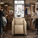 Friseur Waschbecken KALANI AIR Beige mit elektrisch verstellbarer Fußstütze und Massagefunktion im Barbershop