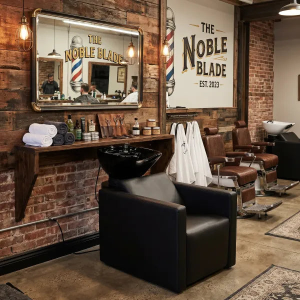 Friseurwaschbecken Peek Black mit Kippwaschbecken – ergonomische Waschanlage für Friseursalons