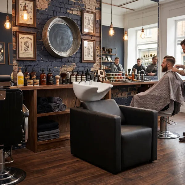 Friseurwaschbecken Peek mit Kippwaschbecken – ergonomisch, hochwertig, modernes Friseursalon-Design
