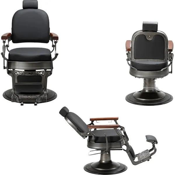 Eleganter Barber stuhl in Schwarz, Herren Friseurstuhl Flek, ideal für jeden Barbershop. Hochwertige Verarbeitung.
