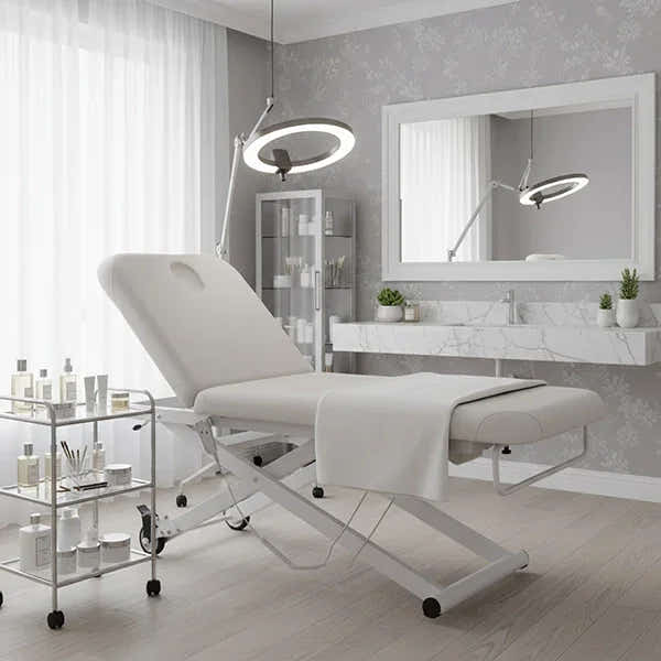 Elektrische Massageliege mit 1 Motor, Behandlungsliege in Weiß - Massagetisch Heka Profi-Massagebank