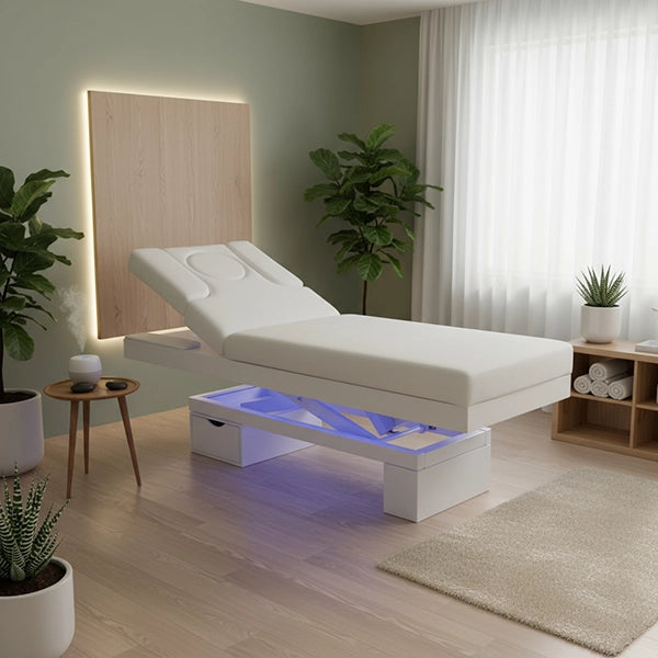 Beheizbare Elektrische Massageliege mit 2 Motoren, LED, Massagetisch in Weiß, Behandlungsliege Limb warm - Tiptop - Einrichtung