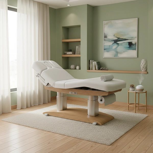 Elektrische Massageliege Lips mit 4 Motoren, Heizfunktion, Matratze aus einem Stück mit drei Sektionen, Kopfstütze