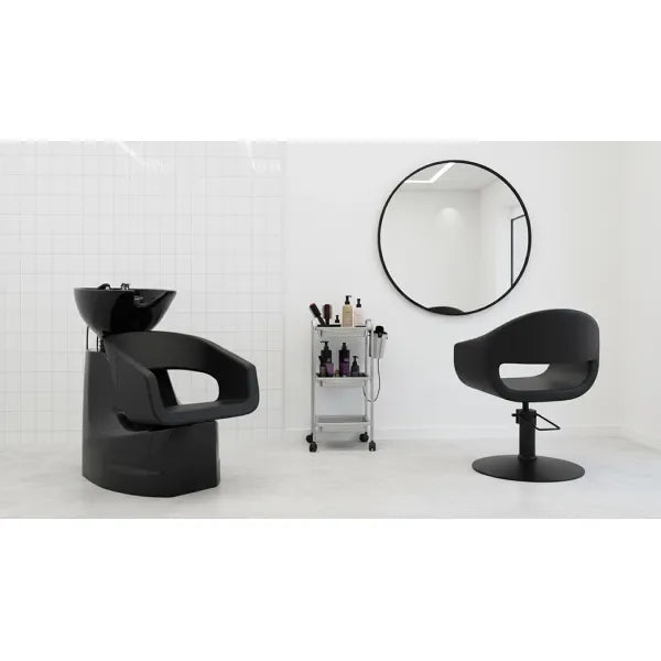 3x Friseurstuhl Glam - 1x Friseur Waschbecken Rolls Schwarz - Tiptop - Einrichtung