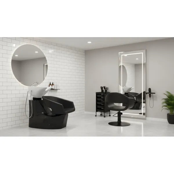 3x Friseurstuhl Glam - 1x Friseur Waschbecken Rolls Schwarz - Tiptop - Einrichtung