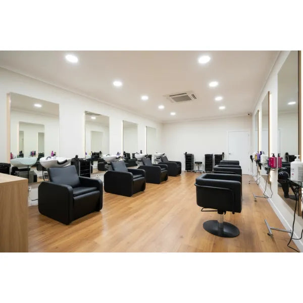 3x Friseurstuhl Egan B BR, 1x Friseur Waschbecken mit Fußstütze Charly - Tiptop - Einrichtung