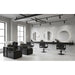 3x Friseurstuhl Ocean B BR U in Schwarz - 1x Friseur Waschbecken, elektrische Fußstütze E-Basil B W U in Schwarz - Tiptop - Einrichtung