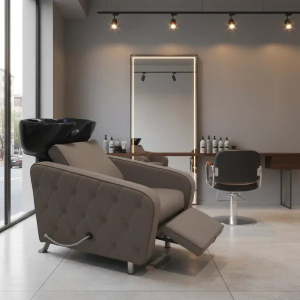 Friseur Waschbecken in Braun, inklusive Fußstütze, Friseurwaschbecken Inka - Tiptop - Einrichtung
