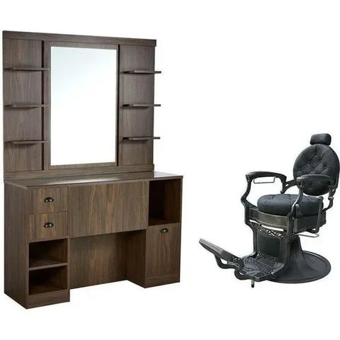 Friseur Bedienplatz, Barbiersalon Bedienplatz Oke-bbc – Herren Friseurstuhl, Barberstuhl Vintage Clint - Tiptop - Einrichtung