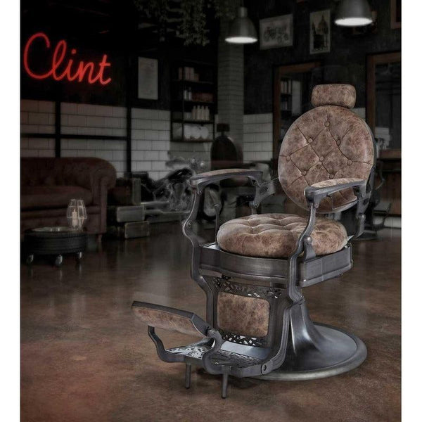 Friseur bedienplatz, Friseur bedienungsplatz, Barbiersalon Bedienplatz Oke-bbr - Herren Friseurstuhl – Vintage Clint - Tiptop - Einrichtung