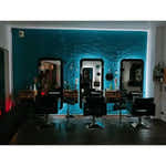 Friseur Bedienplatz mit LED-Beleuchtung und Haartrocknerhalterung, Friseurarbeitsplatz Poppy