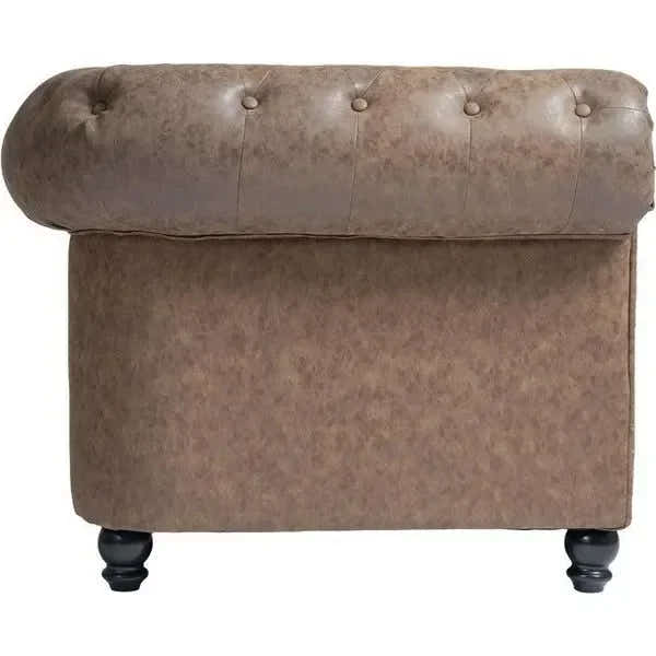 Friseur Wartebereich Repose in Altbraun mit Zweisitzer-Sofa