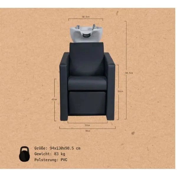 Friseur Waschbecken mit elektrischer Fußstütze, Schwarz, Friseurwaschbecken Peek power plus, ergonomisches Design, hochwertige Materialien.