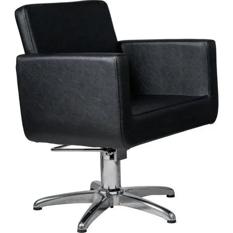 Friseurstuhl in eleganter Schwarz-Farbe, Luxuriöser Friseur stuhl Chic E mit Aluminium-Kreuzfuß - Tiptop - Einrichtung