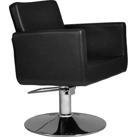 Friseurstuhl in eleganter Schwarz-Farbe, Luxuriöser Friseur stuhl Chic R mit Runder Standfuß - Tiptop - Einrichtung