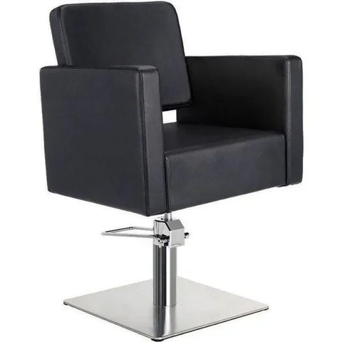Friseurstuhl in eleganter Schwarz-Farbe, Luxuriöser Friseur stuhl Dora, perfekt für stilvolle Friseursalons.