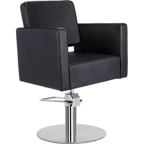 Luxuriöser Friseurstuhl in eleganter Schwarz-Farbe, ideal für moderne Salons. Friseur stuhl Dora von Tiptop Einrichtung.