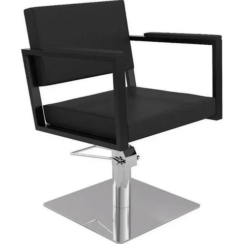 Friseurstuhl in Schwarz mit Massiver Eichenholz Armlehnen, Luxuriöser Friseur stuhl Ocean b-u - Tiptop - Einrichtung
