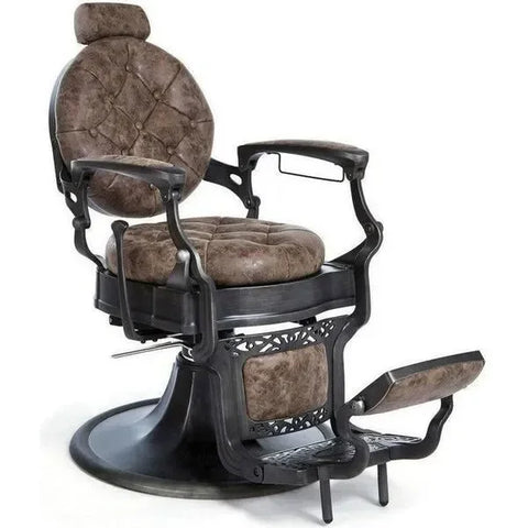 Herren Friseur Stuhl, Vintage Barberstuhl Clint in Braun - Exklusives Design - Tiptop - Einrichtung