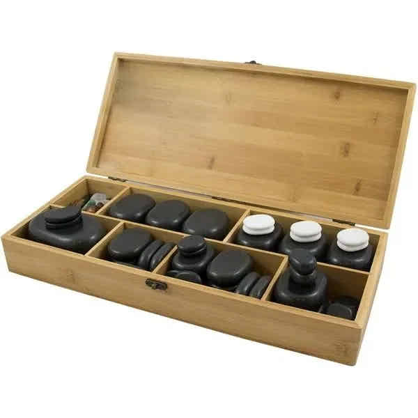 Hot Stone-Massagestein-Set mit 64 Teilen, inklusive Chakra-Steinen